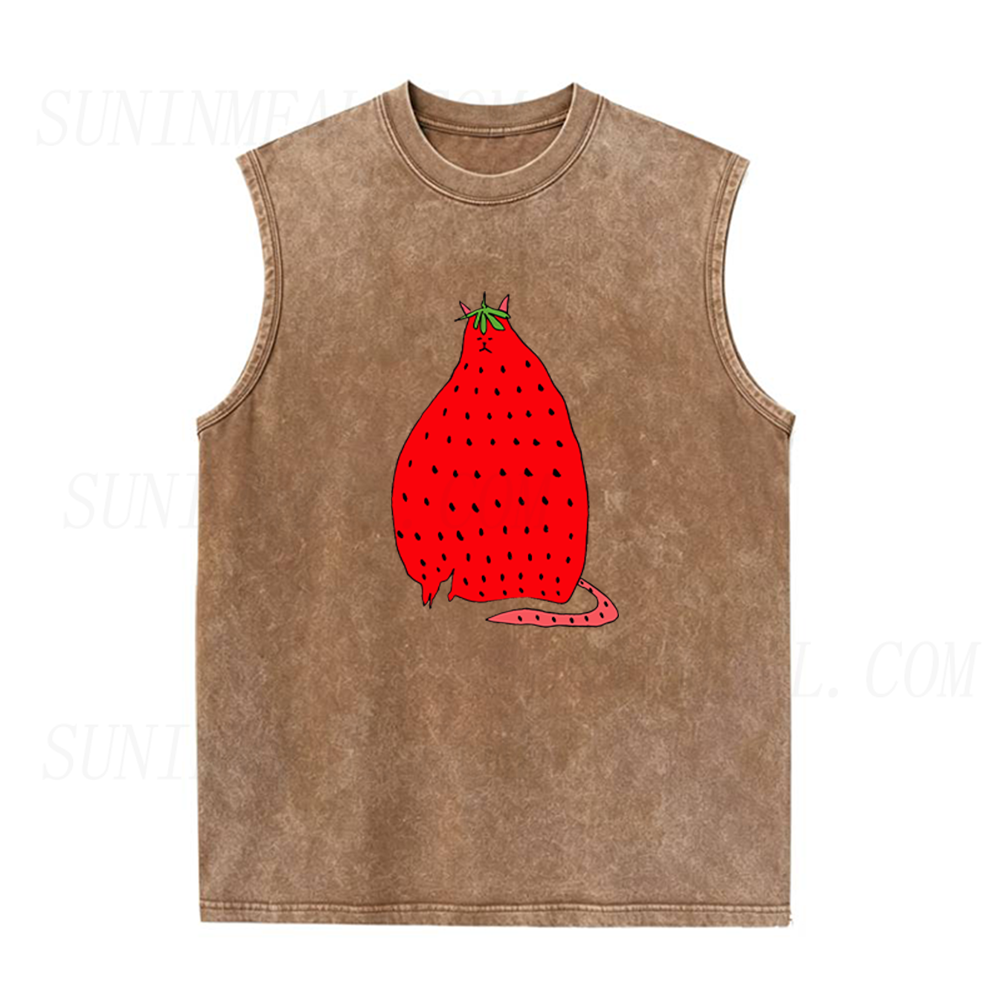 Strawberry Cat Unisex Tank Top