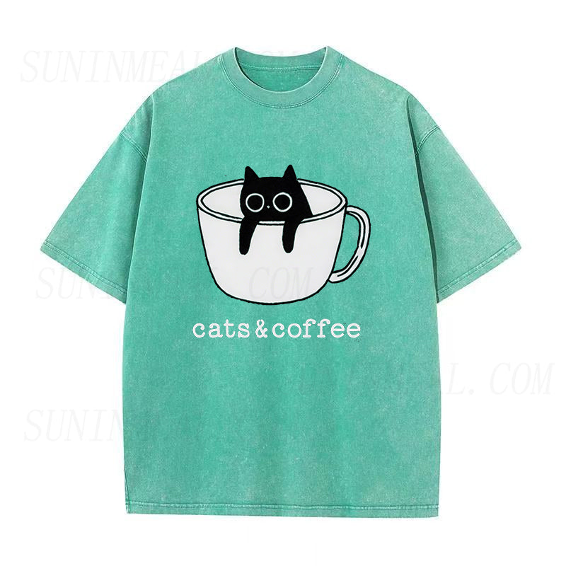 Cats And Coffee Unisex Tee