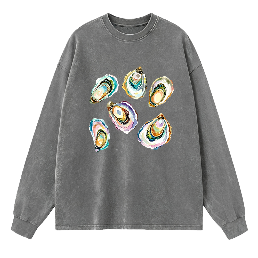 Watercolor Oyster Long Sleeve Unisex Tee