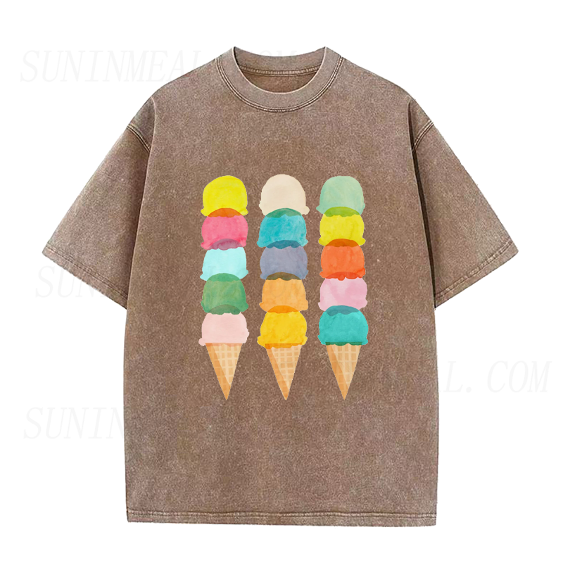 Three Rainbow Ice Creams Unisex Tee