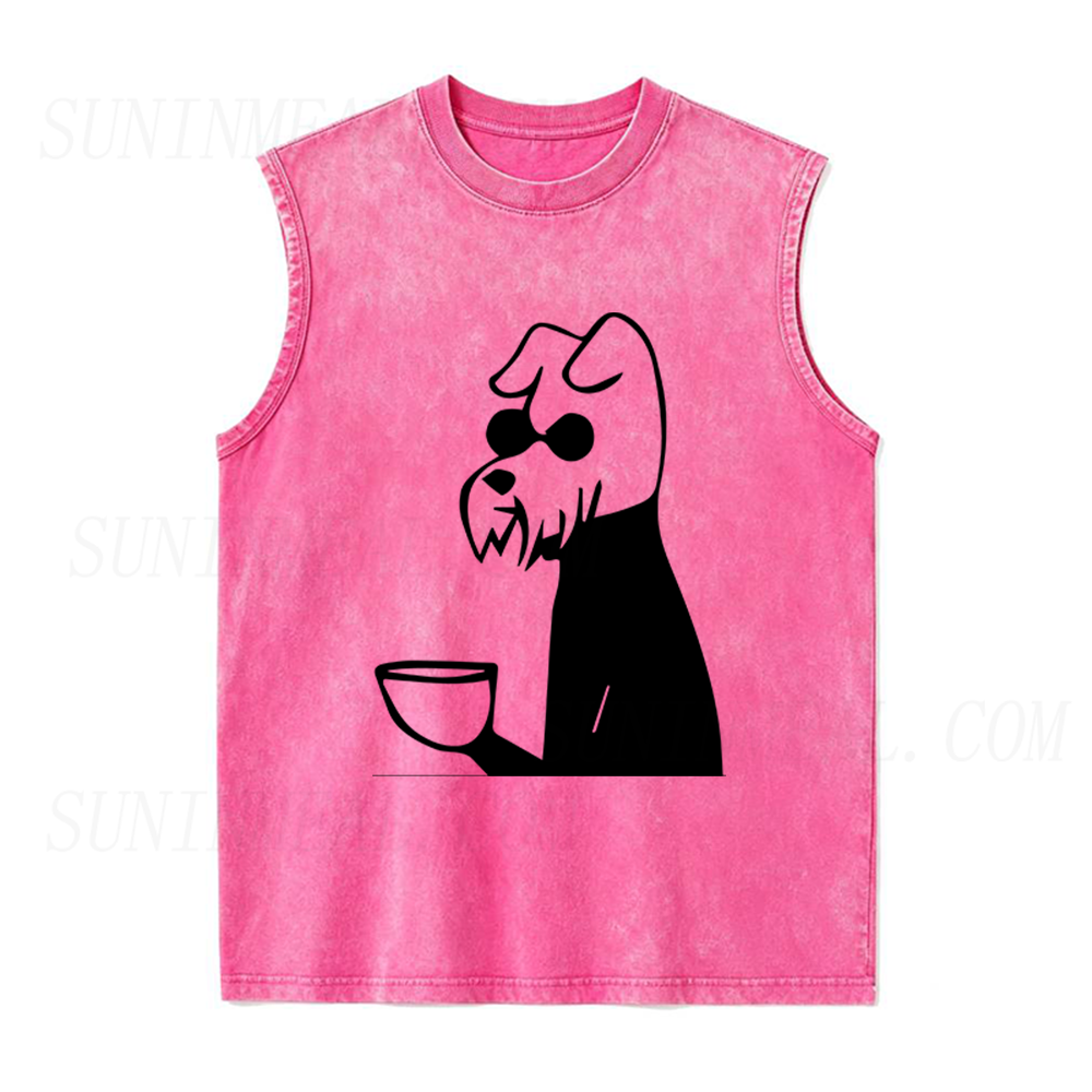 Dog Drinking A Cup of Coffee Unisex Tank Top