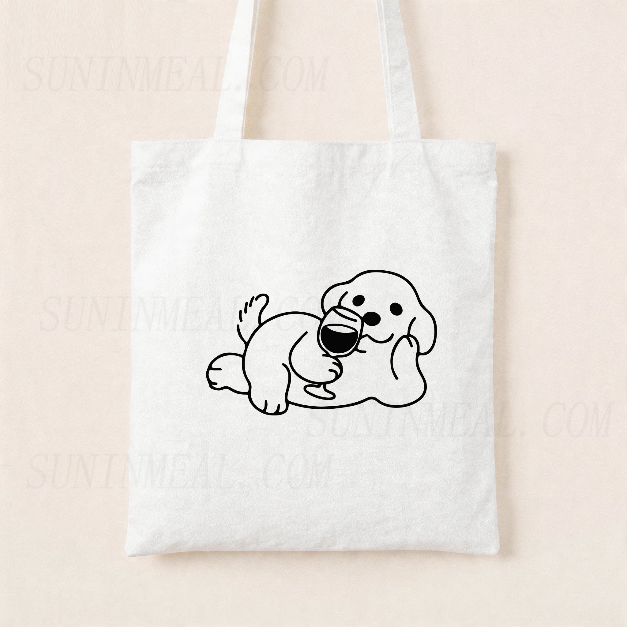 Wine Dog Canvas Tote Bag
