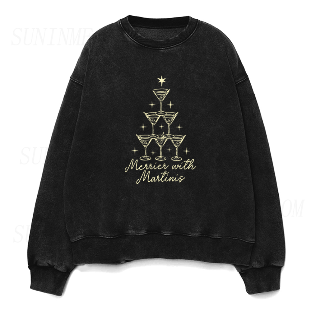 Merrier with Martinis Christmas Unisex Crewneck Sweatshirt