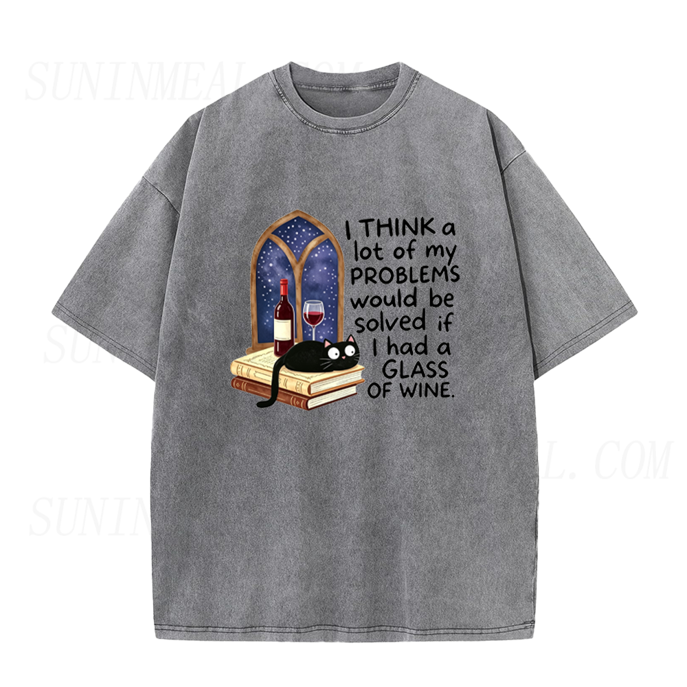 Problems Solved With Wine Cat Unisex Tee