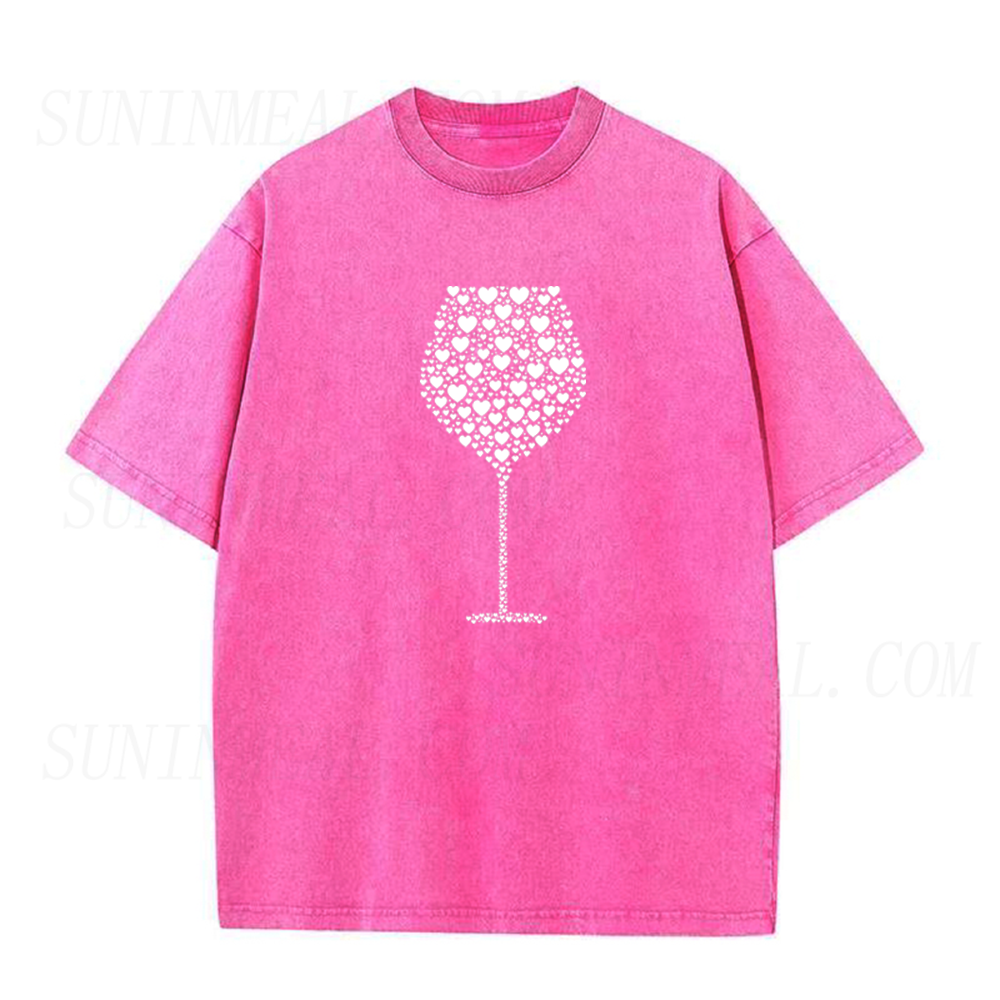 Hearts Wine Glass Unisex Tee
