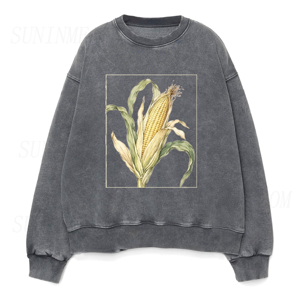 Vintage Botanical Corn Ear Illustration Unisex Crewneck Sweatshirt