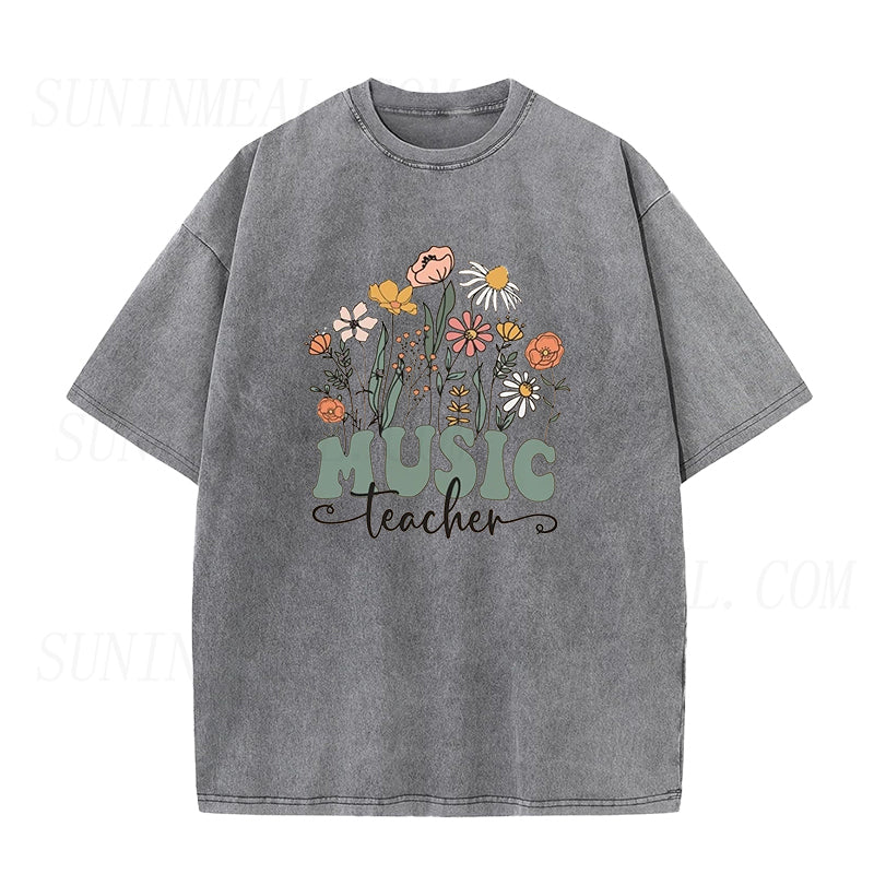 Music Teacher Wildflowers Unisex Tee