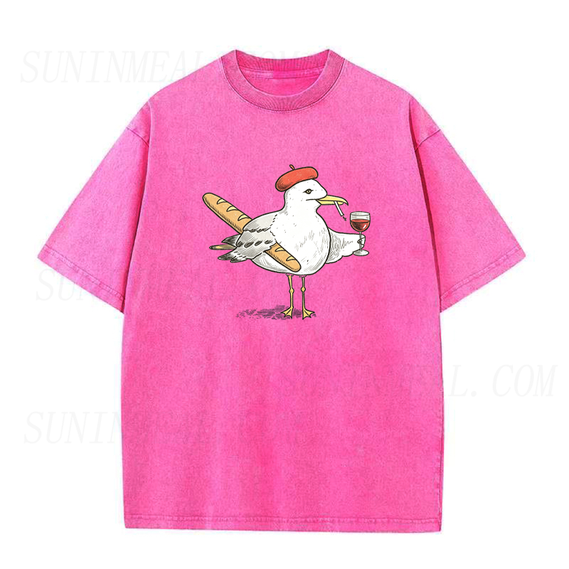 Baguette and Wine Seagull Unisex Tee