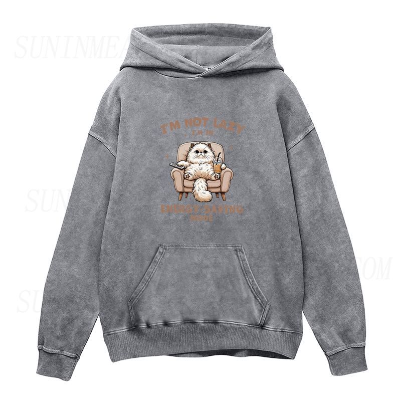Funny Energy Saving Mode Cat Unisex Hoodie