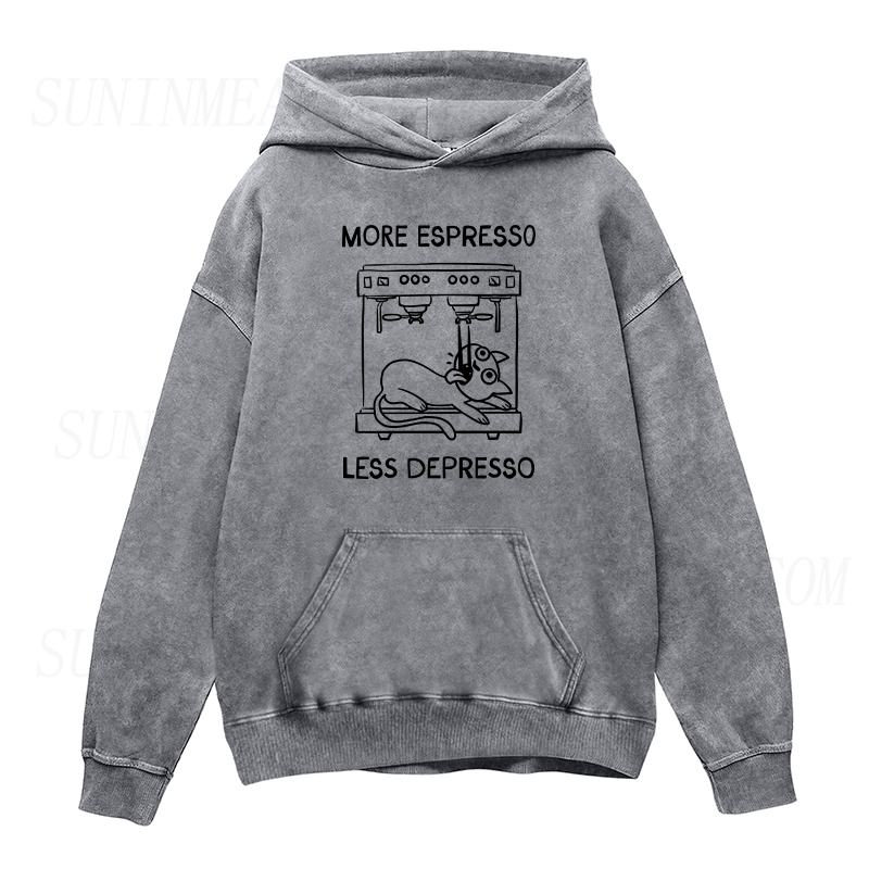 More Espresso Less Depresso cat coffee Unisex Hoodie