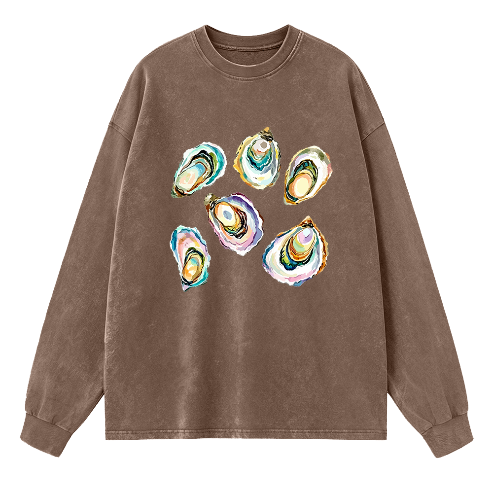Watercolor Oyster Long Sleeve Unisex Tee