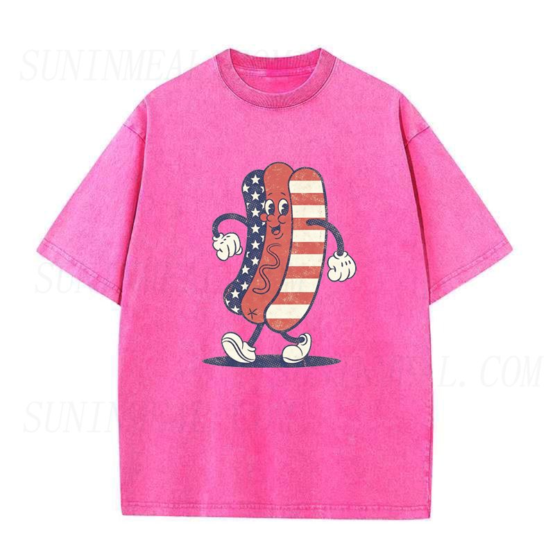 American Flag Hot Dog Mascot Unisex Tee