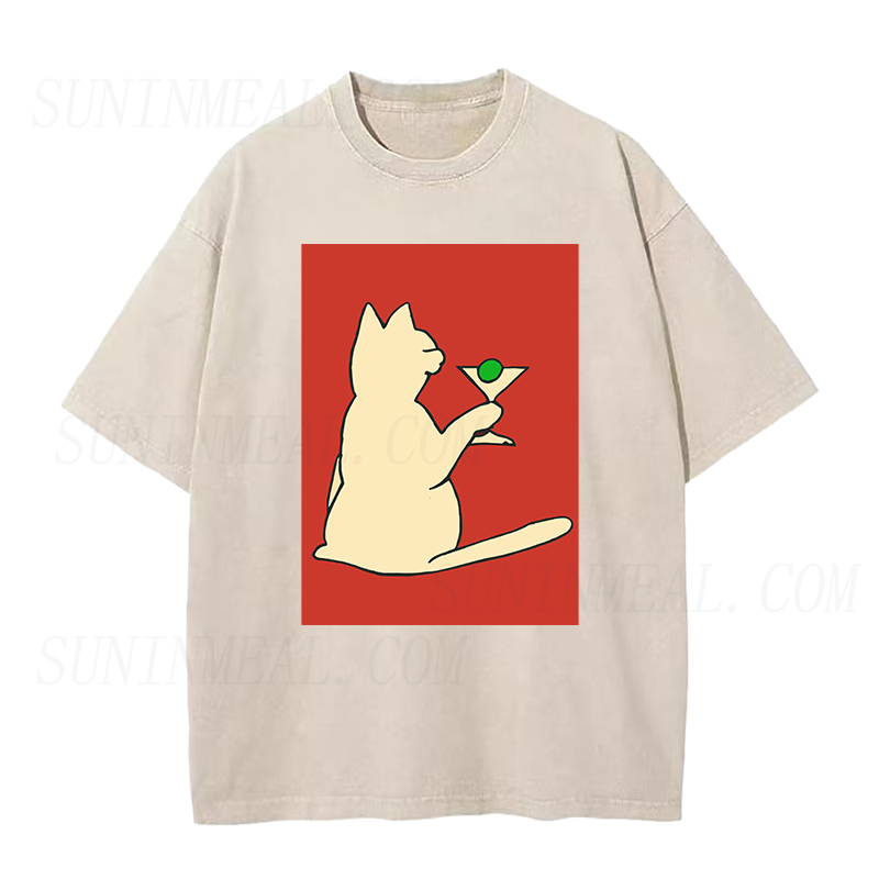 RTIM0018 レッドキャット・ウィズ・マティーニ ユニセックスTシャツ