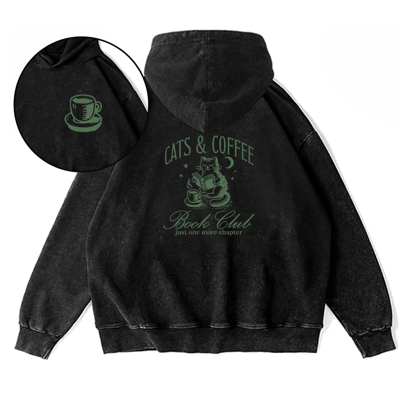 Coffee Cat and Book Lovers Unisex Hoodie