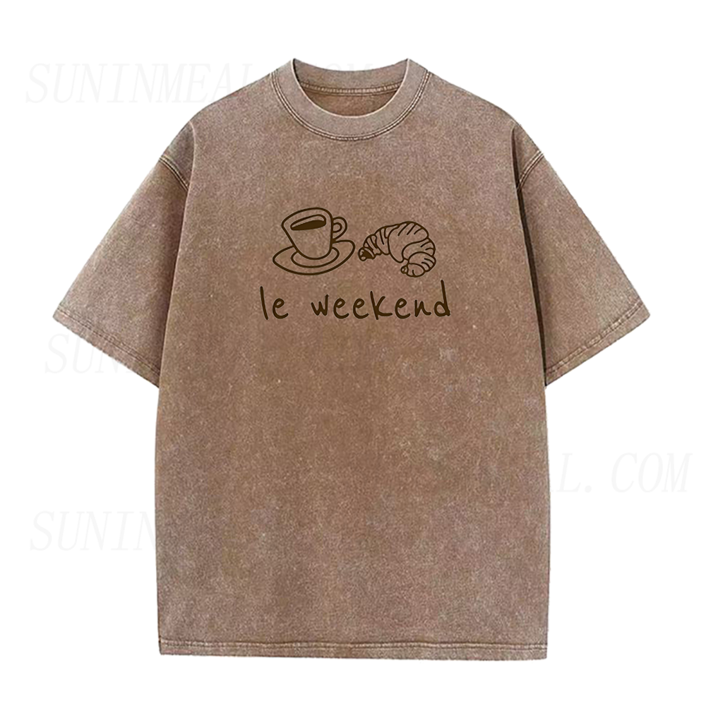 Le Weekend Coffee Croissant French Graphic Unisex Tee