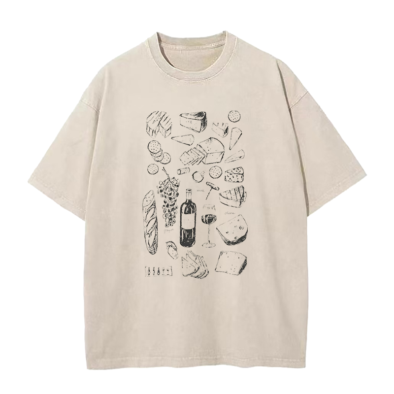 Hand Drawn French Wine&Charcuterie Board Unisex Tee