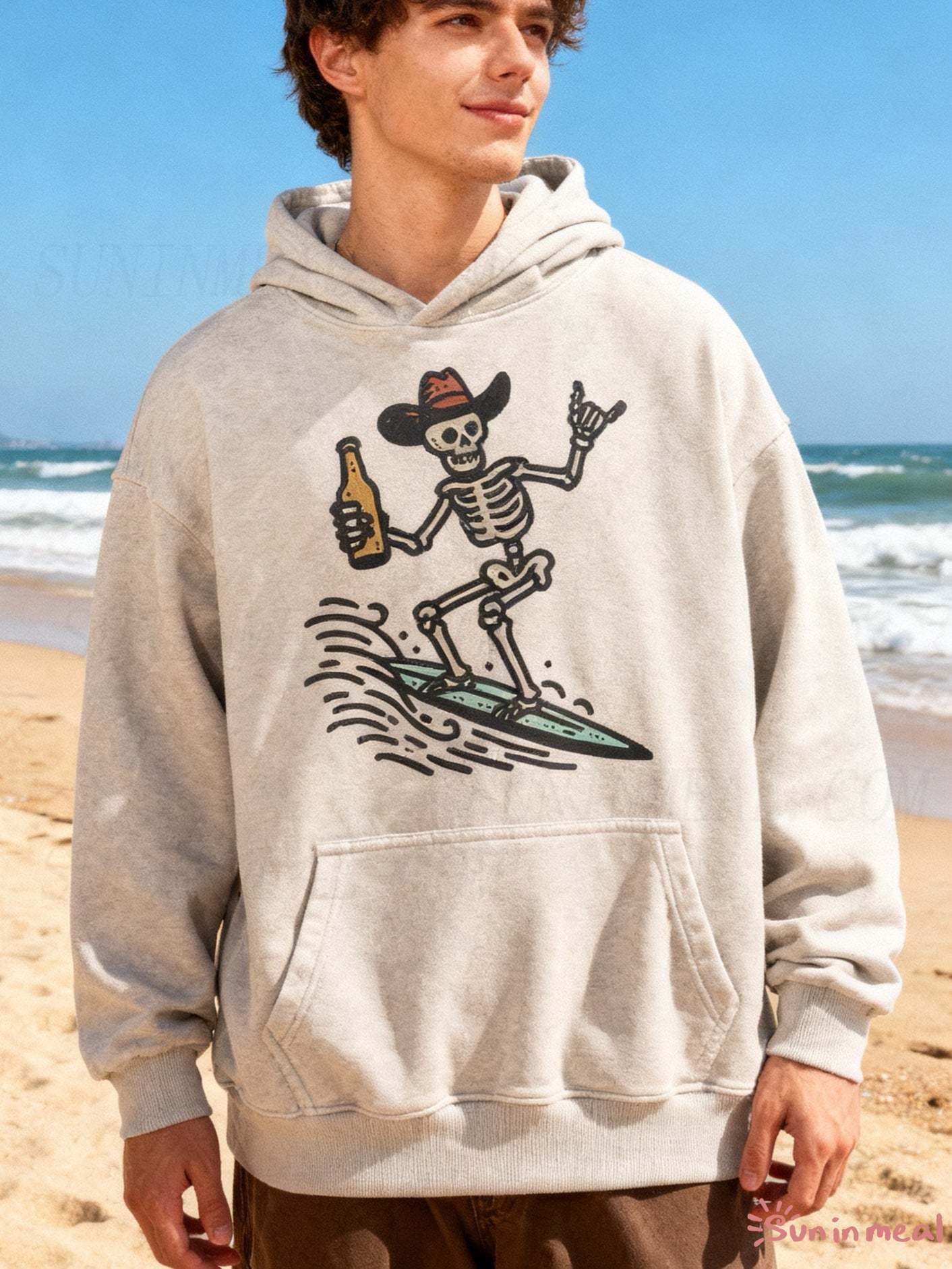 Vintage Surfer Skeleton Unisex Hoodie