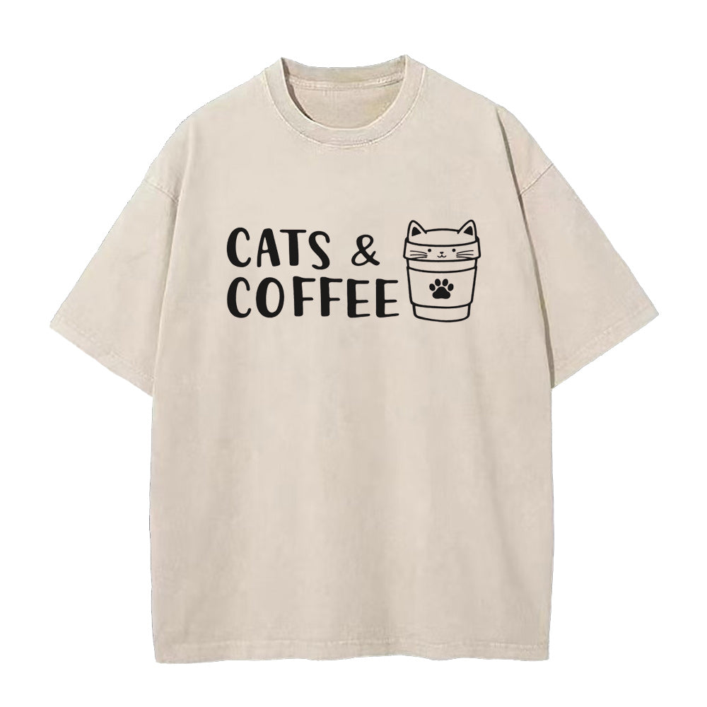 キャッツ・アンド・コーヒー ユニセックスTシャツ