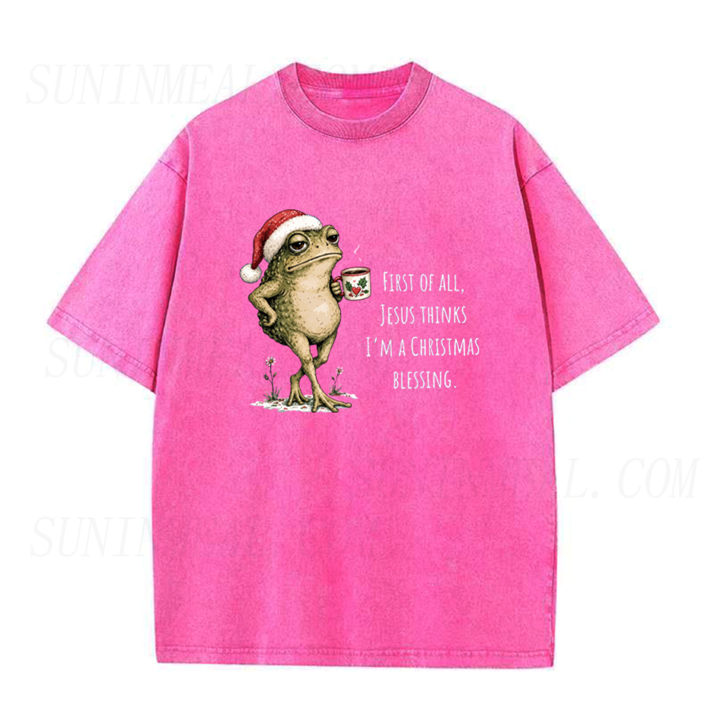 Funny Christmas Frog With Coffee Unisex Tee