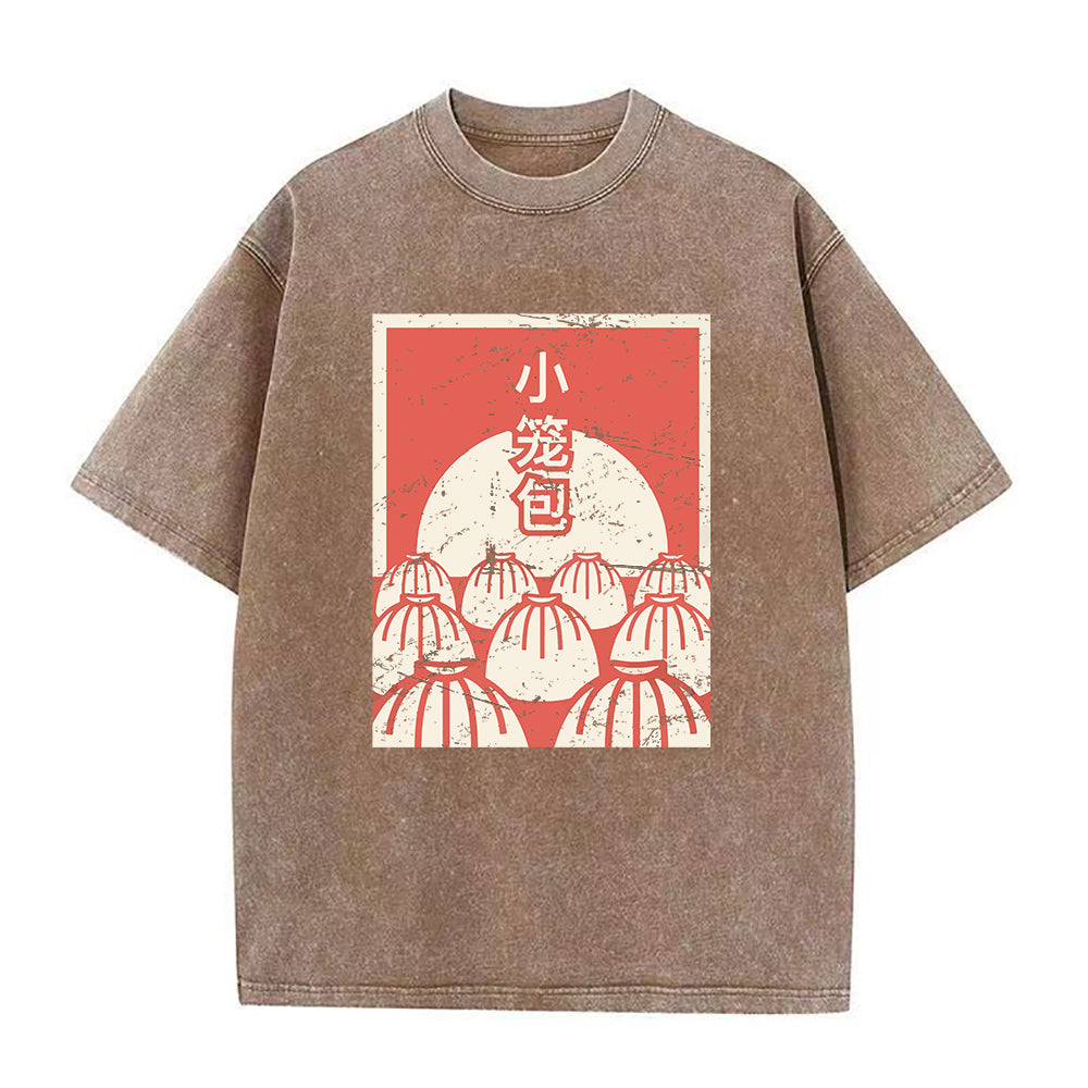 ダメージ加工のスープダンプリング ユニセックスTシャツ