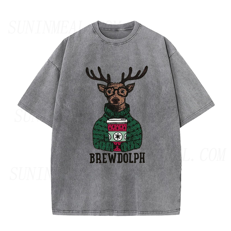 Brewdolph Reindeer Coffee Christmas Unisex Tee