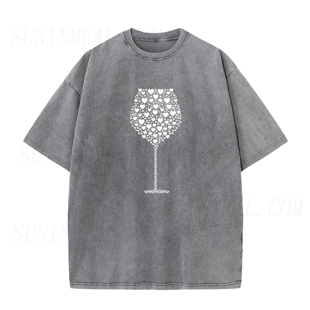 Hearts Wine Glass Unisex Tee