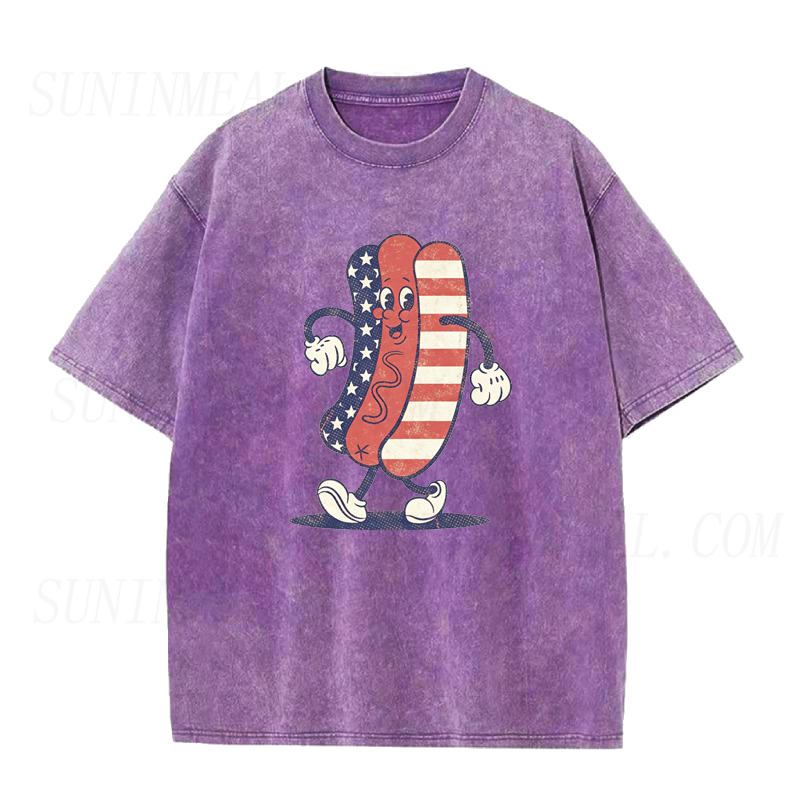 American Flag Hot Dog Mascot Unisex Tee