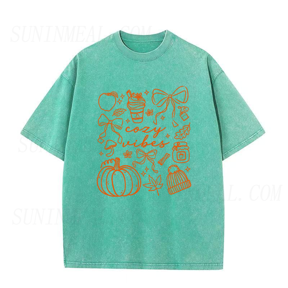 Cozy Vibes Cute Fall Doodle Pumpkin Spice Unisex Tee