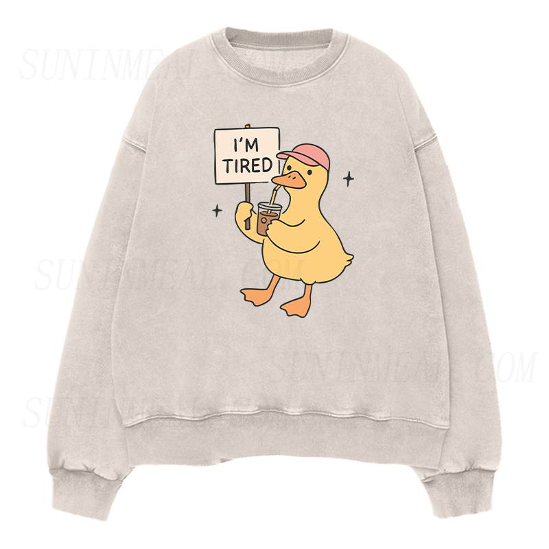 I'm Tired Duck Coffee Unisex Crewneck Sweatshirt