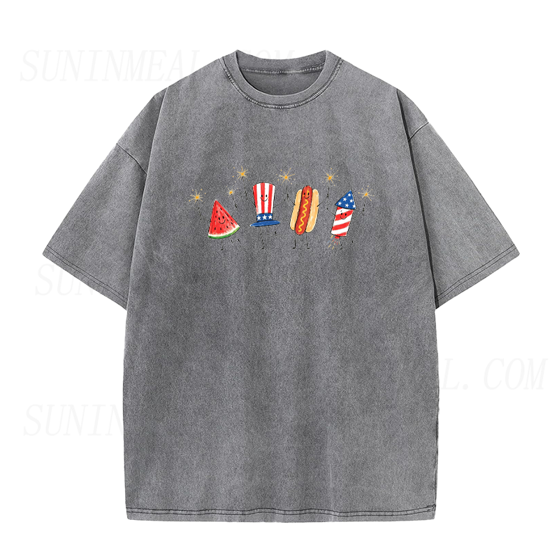 Fourth of July Crew Watermelon Hot Dogs & Fireworks Unisex Tee
