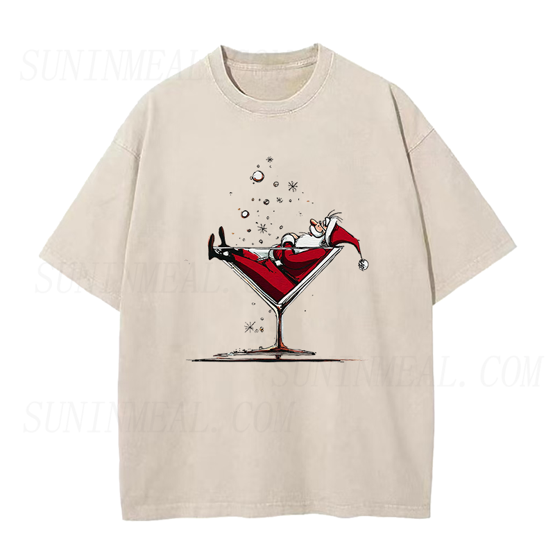 Santa Claus Christmas Cocktail Unisex Tee