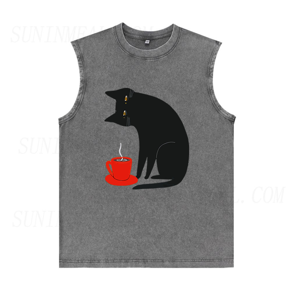 Black Cat Red Cup Unisex Tank Top