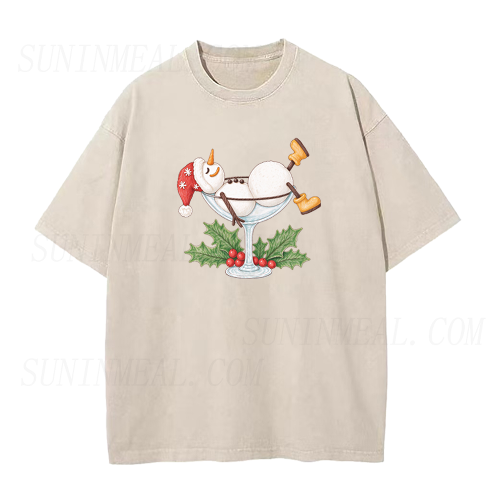 Christmas Snowman Martini Holiday Unisex Tee