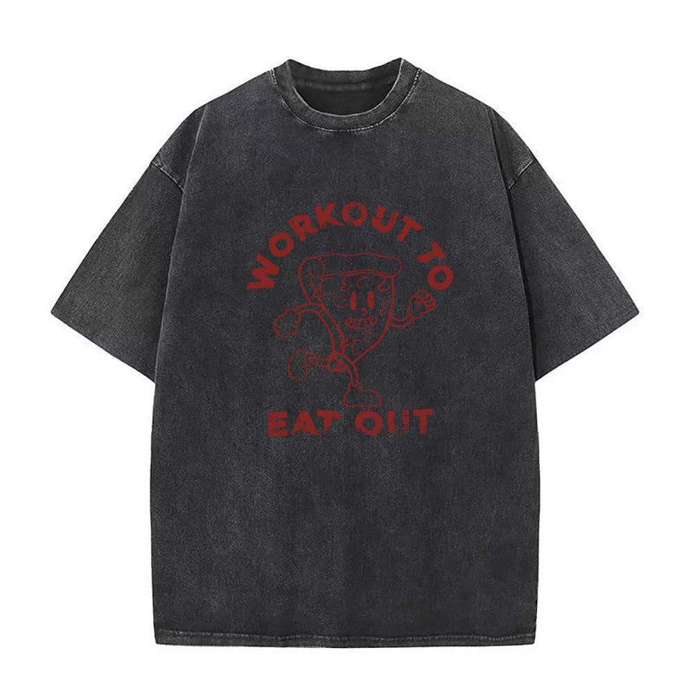 ピザワークアウトで外食 ユニセックスTシャツ