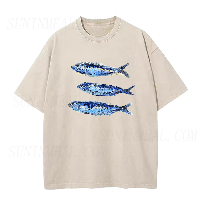 Oil Painting Style Sardines Unisex Tee