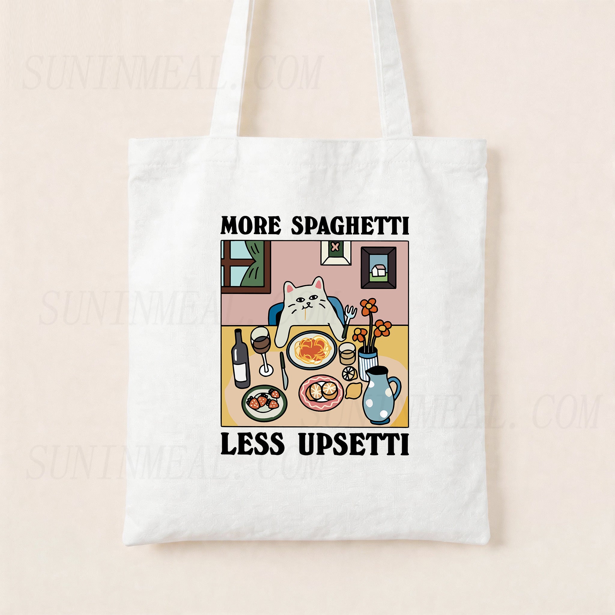 More Spaghetti Less Upsetti Canvas Tote Bag