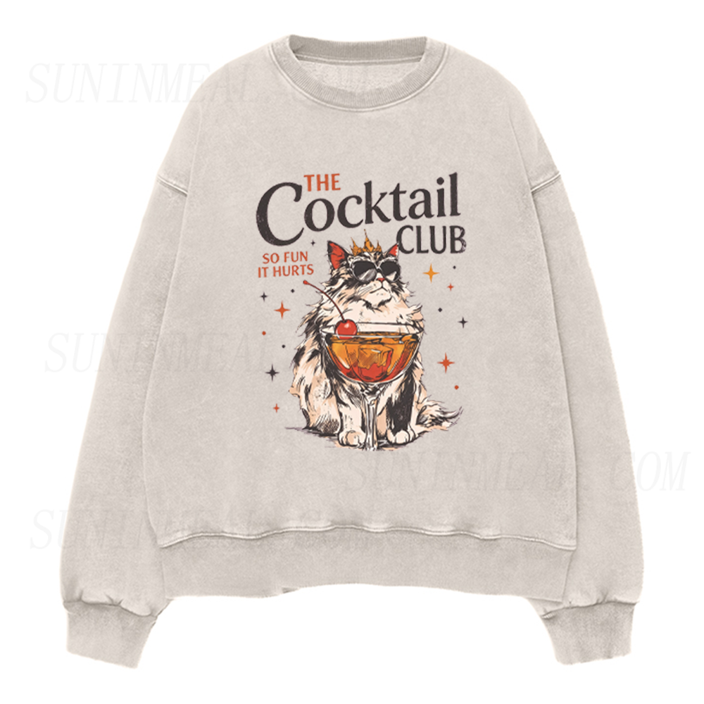 The Cocktail Club Cool Cat Graphic Unisex Crewneck Sweatshirt