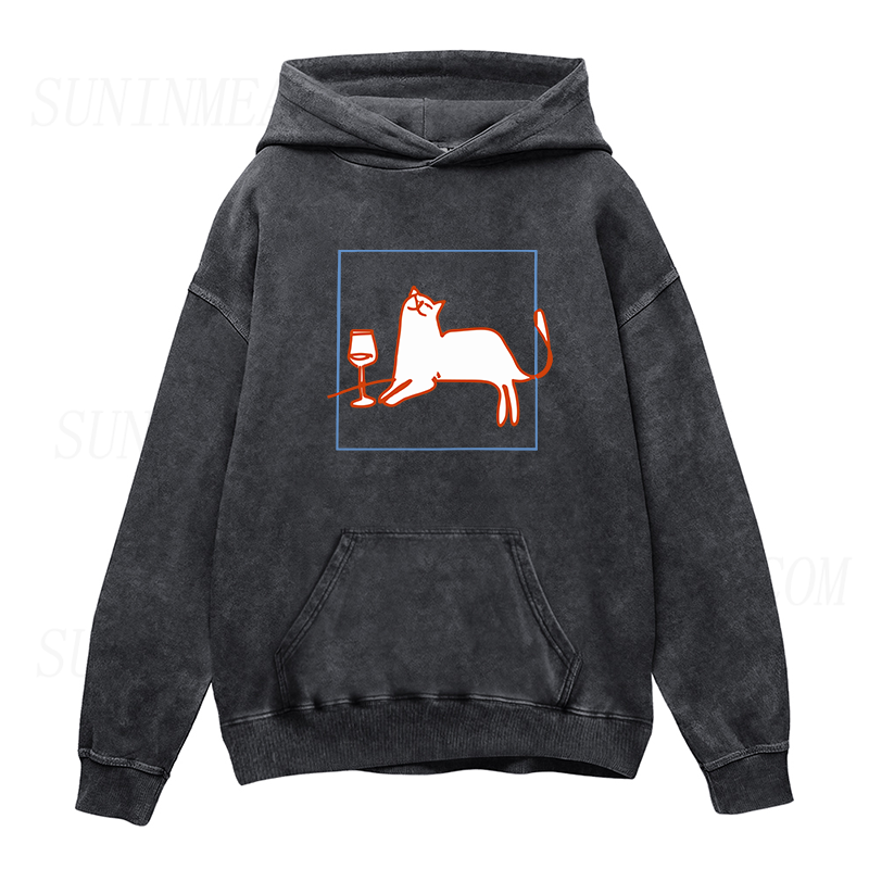 orange cat with wine Unisex Hoodie