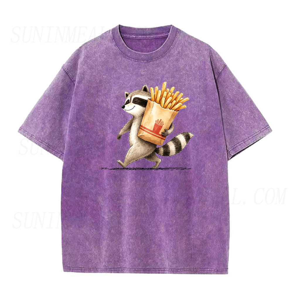 Happy Raccoon With French Fries Unisex Tee