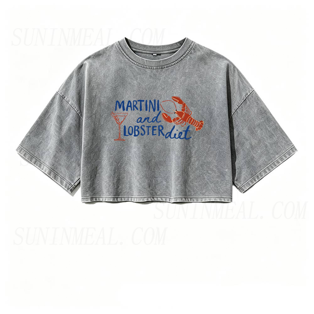 Martini and Lobster Diet Oversized Crop Tee