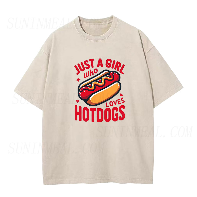 Just A Girl Who Loves Hot Dogs Unisex Tee