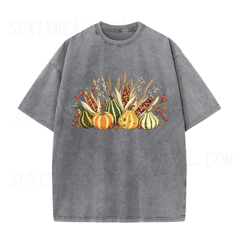Harvest Pumpkin & Corn Autumn Unisex Tee