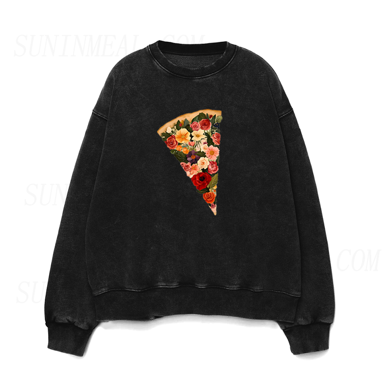 flowers pizza Unisex Crewneck Sweatshirt