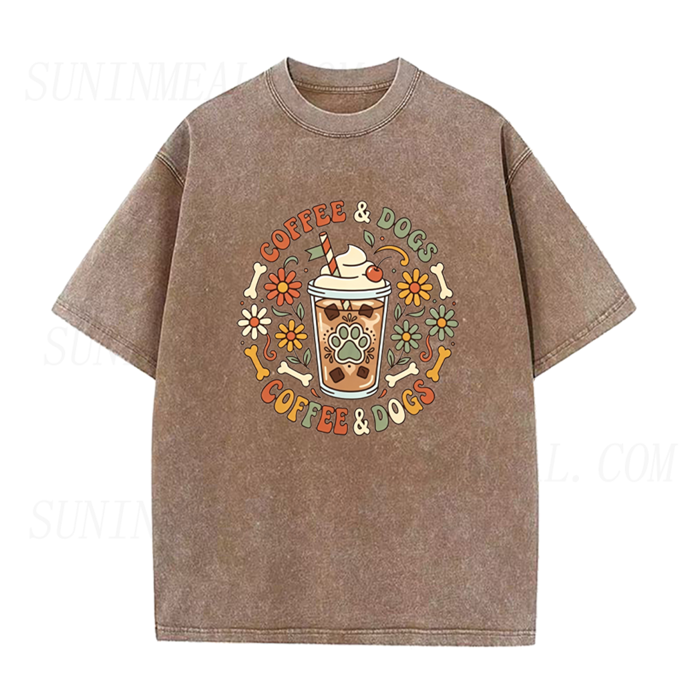Retro Floral Coffee & Dogs Unisex Tee