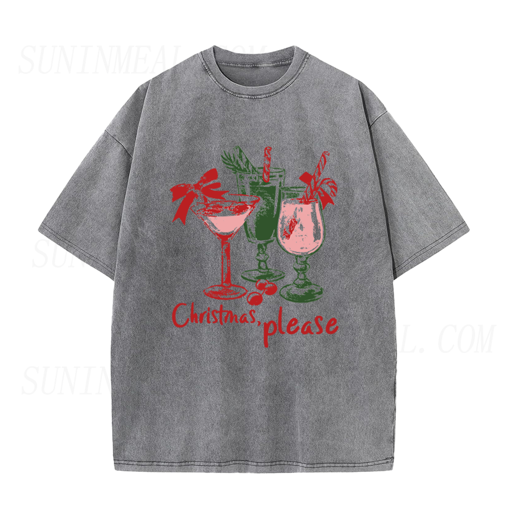 Christmas Please Cocktail Glasses Unisex Tee