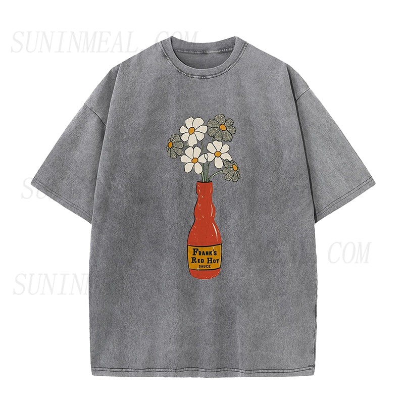 Hot Sauce Vase with Flowers Unisex Tee