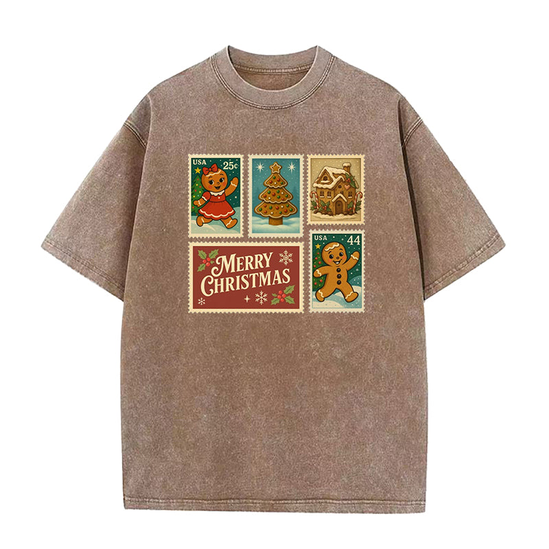 Christmas Gingerbread Postage Stamp Unisex Tee