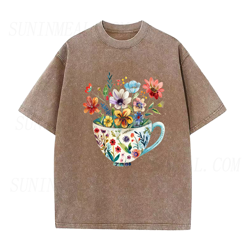 Floral Tea Cup Unisex Tee