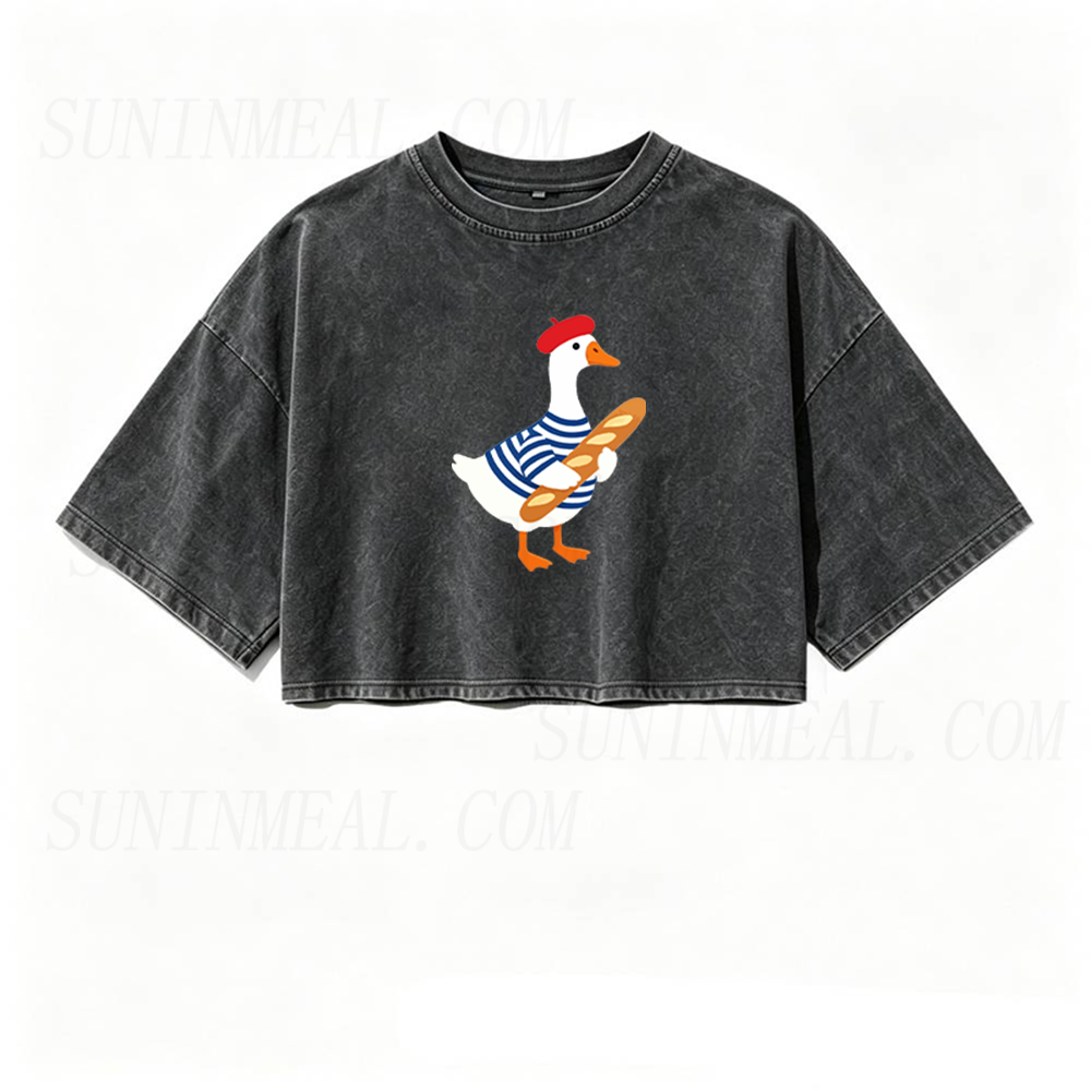 Baguette French Goose Oversized Crop Tee