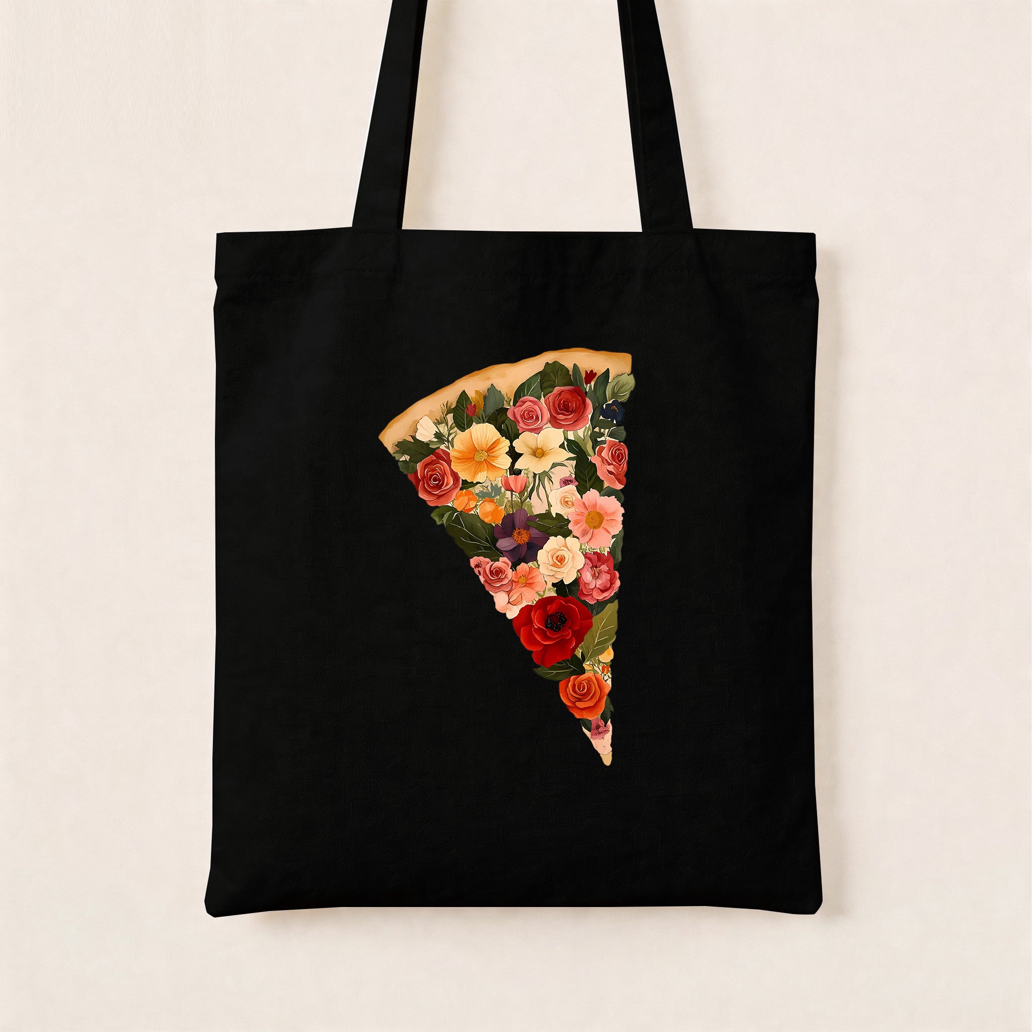 Flowers Pizza Canvas Tote Bag